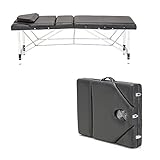 ARTSIM Massagetisch, Couchbett, Aluminium, Deluxe Beauty Tattoo, tragbar, zusammenklappbar, 3 Abschnitte, mit hochwertigem PVC-Leder