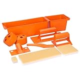 ToolSpace Universal Malerset 9 Teilig - Komplettes Streichset mit 3 x Saugfähigen Schwämmen und Griffen - 1 x Farbwanne mit Walze - für Acrylfarben Ölfarben Wasserbasierte Farben - Orange Lackierwanne