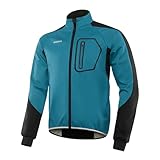 BERGRISAR Herren Fahrradjacke für Winter Fahrrad-Rennrad-Mtb Jacke Softshell Thermo Wasserdicht Radjacke mit 4 Taschen Blau XX-Large