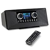 MEDION P85333 Internetradio mit DAB+ (WLAN, UKW, Spotify Connect, Amazon Music, DLNA, USB, Kopfhörer-Anschluss, AUX, Stereo Line-Out Cinch, Sleep Timer) schwarz