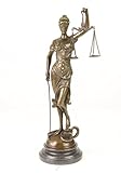 Decoratie Bronzefigur Skulptur Motiv: Justitia mit Waage und Schwert auf Marmorsockel Bronze Höhe 39,5 cm 2,8 kg