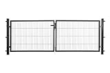 Eider Doppelflügeltor in anthrazit, 300 x 100 cm (B x H) für Stabmattenzäune inkl. Befestigungsmaterial