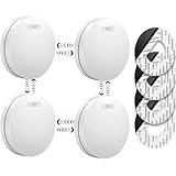 SAVS SM11R4 Funkvernetzter Rauchmelder 4er-Pack – 10 Jahre Batterie – Extra flaches Design – Kein LED-Licht – Montage ohne Bohren – Entspricht europäischer Norm – Vernetzbarer Feuermelder