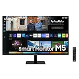 Samsung M5 Monitor S27BM500EU, 27 Zoll, VA-Panel, Bildschirm mit Lautsprechern, Full HD-Auflösung, Bildwiederholrate 60 Hz, 3-seitig fast rahmenloses Design,Smart TV Apps mit Fernbedienung, Schwarz