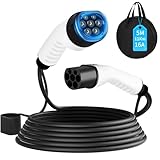 Typ 2 Ladekabel 11kW 5M 16A EV Ladekabel für Elektroauto mit Tragetasche Typ 2 auf Typ 2 EV Ladekabel für E Auto Model 3/Y, ID.3/4/5, C5X, DS7, GLA, Q3, X3