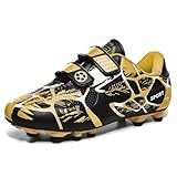 Woflebel Fussballschuhe Jungen 36 Fußballschuhe Kinder Mädchen Outdoor Professionelle Trainingsschuhe Soccer Schuhe Atmungsaktive rutschfest Schwarz Gold