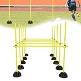 ORHEYA Agility Grid Set Sprungstangen Set Trainingsstangen Agility Hürden für Konditionelles Training, Hobby Horse Hindernisse mit 15 Stangen, 10 Standfüße und 10 Clips, Gelb