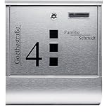 Verda Briefkasten mit Zeitungsfach, Namensschild und großem Briefschlitz, Personaliesiert, 2X Schlüssel, Postkasten, Edehlstahl, Designer Wandbriefkasten, Anthrazit, Wetterfest, Mailbox (SN3631)