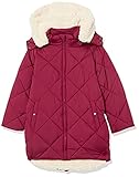 Amazon Essentials Mädchen Langer gesteppter Cocoon-Puffermantel, Ecru Himbeerrot Shearling, 8 Jahre