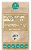 Bio Hornmehl Dünger 3Kg - Hornmehl für Rasen & gegen Klee - 100% natürlich & ideal als Stickstoffdünger für Rasen - Ideal als Naturdünger & tierfreundlich