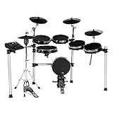 Fame DD-ONE Pro XT E-Drum Set, Elektronisches Schlagzeug-Set mit echter HiHat, 12' Snare-Pad und 12' Kick-Pad, 554 deutsche Studio-Sounds, 78 Drumsets, Aux, MIDI, MP3 und Effekten, inkl. Rack, Schwarz