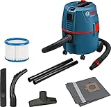 Bosch Professional Nass-/Trockensauger Gas 20 L SFC (inkl. Grobschmutzdüse, Fugendüse, Entsorgungsstaubsack, 1x Flachfilter, Luftreguliergriff, Universaladapter, 2X Absaugrohr, Universalschlauch)