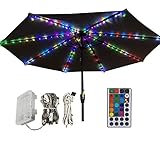 Lichterkette für Sonnenschirm,Sonnenschirm Lichter mit Fernbedienung und Timer,4 Modi,104 LED Sonnenschirm Lichterkette Beleuchtung Deko für Regenschirme, Campingzelte,Outdoor-Dekoration