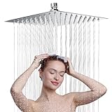 Regendusche Square 12 Zoll, 304 Edelstahl Duschkopf Regendusche, Wassersparend Regenduschkopf mit 90 Anti Kalk Düsen, 360° Verstellbarer Regendusche Duschkopf