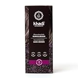 khadi DUNKELBRAUN Pflanzenhaarfarbe - Haarfarbe für tiefes, glänzendes Dunkelbraun bis kräftiges Schwarzbraun - 100% pflanzlich & natürlich - 100g