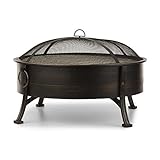 Blumfeldt 2-in-1 Feuerschale - Feuerschale für den Garten mit Edelstahl-Grillrost, Feuerschalen FireView Concept, Funkenschutz, Trageringe, Schürhaken & Grillrost, Stil: Catania, schwarz