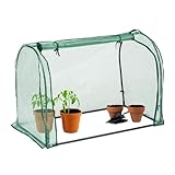 Relaxdays Foliengewächshaus, PE-Folie, aufrollbare Tür, HBT: 80x113x70 cm, Folientunnel, Stecksystem, transparent/grün