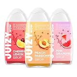 JUIZY WOW Sirup Zuckerfrei | 3 x 65ml Mixed - Bis 36L Natürlicher Getränkesirup | Zero Kalorien | Vegan 3er Bundle - Pink Grapefruit, Cherry Lemon, Peach Passionfruit | More Juice - Less Calories