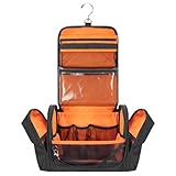 Prokva Kulturbeutel Zum Aufhängen für Reise, Herren, Großes Taktisches Kulturtasche, Hygienetasche, Dusch Organizer mit Haken für Toilettenartikel und Rasierpflege, Schwarz (Leere Tasche)