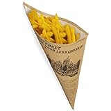 500 Papierspitztüten Pommestüten braun 2-lagig 19cm 125g Pommes - Zeitungsmotiv 'Lekkerbekken'