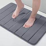 Homaxy Memory Foam Badezimmer Badeteppiche Saugfähige Rutschfester Badvorleger Waschbar Badematte - 41 x 61 cm, Dunkelgrau