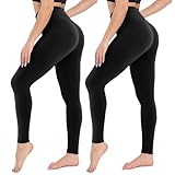 CAMPSNAIL 2er Pack Leggings Damen Schwarz High Waist Sport Leggins Blickdicht Sporthose für Gym Yoga（2er Pack- Schwarz，L-XL