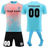 Benutzerdefiniert Fussball Trikot Kinder Set Personalisierte Jeder Namen Nummer Team Logo T-Shirts, Shorts, Socke, Sommer Fussball Jersey für Jungen/Herren