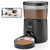 PUPPY KITTY Futterautomat Katze mit 1080p HD Video, 2,4 G WLAN Automatischer Futterspender Katze mit APP Video Audio Nachtsicht, Katzenfutter Automat mit Edelstahlnapf, 1-8 Mahlzeiten pro Tag