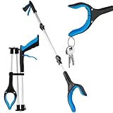 KUOGAS Greifzange für Senioren 108cm Aluminium Müllzange, Faltbare Greifer für Senioren, Drehbar Müllgreifer, Extra Langer Greifarm, Greifhilfe für Menschen mit Magnetspitzen (108CM)