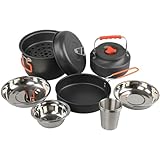 Camping-Kochgeschirr-Set, Camping-Kochset, Camping-Kochutensilien, Camping-Kochgeschirr-Set, leichtes Kochgeschirr-Set für Rucksackreisen, Wandern, Camping