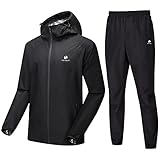 HOTSUIT Schwitzanzug herren Herren SaunaTrainingsanzug Fitness Sauna-Reißverschluss schwitzjacke herren Jacken Ganzkörper-Herren-Trainingsanzug,Schwarz Größe XL