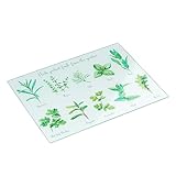 Tala Gehärtetes Glas Schneidebrett 'Kräuter', Rutschfest, Multifunktional, 30cm x 40cm