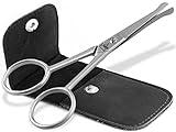 Premium Bartschere für Männer Haarschere Nasenhaar Schere mit abgerundeten Enden und Scharfem Schnitt für eine präzise Bartpflege – Profi Haarschneideschere aus Rostfreiem Edelstahl 10,5 cm mit Etui