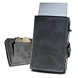 slimfin® Slim Wallet mit Münzfach - Kartenetui - Geldbeutel Herren - Geldbörse - Portemonnaie - Portmonee - Card Holder klein/Mini mit RFID Schutz - Unisex - Grau