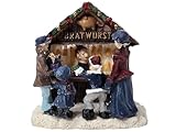Weihnachtliche Miniatur-Figuren Winterwelt-Szene aus Poly – Marktstand Wurststand B7 x T5 x H7 cm - detailreiche Winterwelt Szene für Weihnachtsdorf Miniaturwelt Weihnachtsdekoration Sammlerobjekt