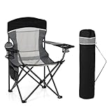 HIGH POINT SPORTS Campingstuhl Faltbar, Tragbarer Netzrücken-Camping-Klappstuhl, Robuster Angel-Rasenstuhl, Faltbarer Outdoor-Stuhl für Erwachsene, Outdoor, Garten, Terrasse (Schwarz)