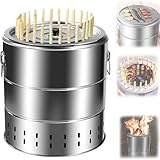 Tragbarer rauchfreier Grill, Edelstahl Holzkohlegrill Schaschlikgrill mit 28 Spießen und Grillrost für den Innen/Außenbereich, perfekt für Camping