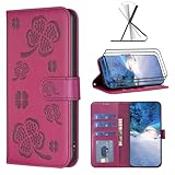 MBSLFY Handyhülle Kompatibel mit Samsung Galaxy A51 4G Hülle +2 Stück Panzerglas Schutzfolie, Premium PU Leder Brieftasche Schutzhülle [Kartenfach][Stand] Handytasche Case, Rosenrot