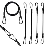 4 Stück Spanngummi mit Karabiner 60cm Spannseile mit Karabinerhaken Strapazierfähiges Karabiner Spannseil für Camping Planen Fahrradträger Zelt Auto Motorrad(Schwarz