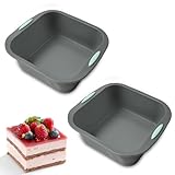 MXGHIR 2 Stück Brownie Backform aus Silikon, 8-Zoll Antihaft Kuchenform Eckig BPA-Frei Silikon Backformen für Brownies, Käsekuchen, Brot, Kuchen und Lasagne (Grau)