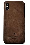 Porter Riley - Lederhülle für iPhone X/iPhone XS. Premium Ultra Dünn Echtleder Cover/Ledertasche/Backcover kompatibel mit iPhone X/XS (Schokoladenbraun)