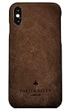 Porter Riley - Lederhülle für iPhone X/iPhone XS. Premium Ultra Dünn Echtleder Cover/Ledertasche/Backcover kompatibel mit iPhone X/XS (Schokoladenbraun)