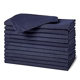 Amazon Basics Wiederverwendbare schmutzabweisende und knitterfreie Stoffservietten, 12er-Pack, 43 x 43 cm, Blau