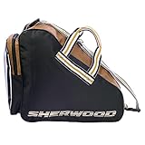 Sherwood - Skatebag Code Series I Schlittschuhtasche mit Henkeln I Eishockey-Bag mit Reisverschluss & praktischen Fächern I inkl. verstellbarem Trageriemen I schwarz-Gold, 42x15x37 cm