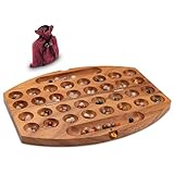 LOGOPLAY Bao - Hus - Kalaha - oval 35cm lang - Bohnenspiel - Muschelspiel - Edelsteinspiel - Steinchenspiel aus Samena-Holz