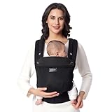 Momcozy Atmungsaktive Netz-Babytrage, ergonomische und leichte Babytrage für 3-20kg mit verbesserter Lendenwirbelstütze, den ganzen Tag komfortabel für freihändiges Elternsein, Air Mesh-Schwarz