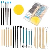 MXTIMWAN 24 Stück Modellierwerkzeug Ton Set, Polymer Clay Sculpting Tools, Keramik Sculpting Ton Werkzeug, Carving Tools Clay für DIY Kunsthandwerk, Skulptur, Anfänger Clay Tools (24a)