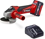 Einhell Akku-Winkelschleifer TC-AG 18/115 Li (1x4,0Ah) (18 V, 115 mm Scheiben-Ø, 28 mm Schnitttiefe, Softstart, Zusatzhandgriff, inkl. 1x 4,0 Ah Akku & Ladegerät)