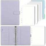 SKYDUE A5 Ringbuch, Ringbuch A5 Nachfüllbar,135 Blätter Nachfüllpapier, Notizbuch Mit Bindertaschen, a5 Binder Für Schulnotizen Und Reisetagebücher (Hellviolett)