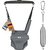 MOAS SHOP® Türhopser Baby: Türschaukel Baby, Baby Hopser, Alter 4-24 Monate, Max Kapazität 13kg, Ergonomischer Sitz mit Gurt, Höhenverstellbar, Türrahmen Schaukel, Stahlanker, Abwischbar | Grau |